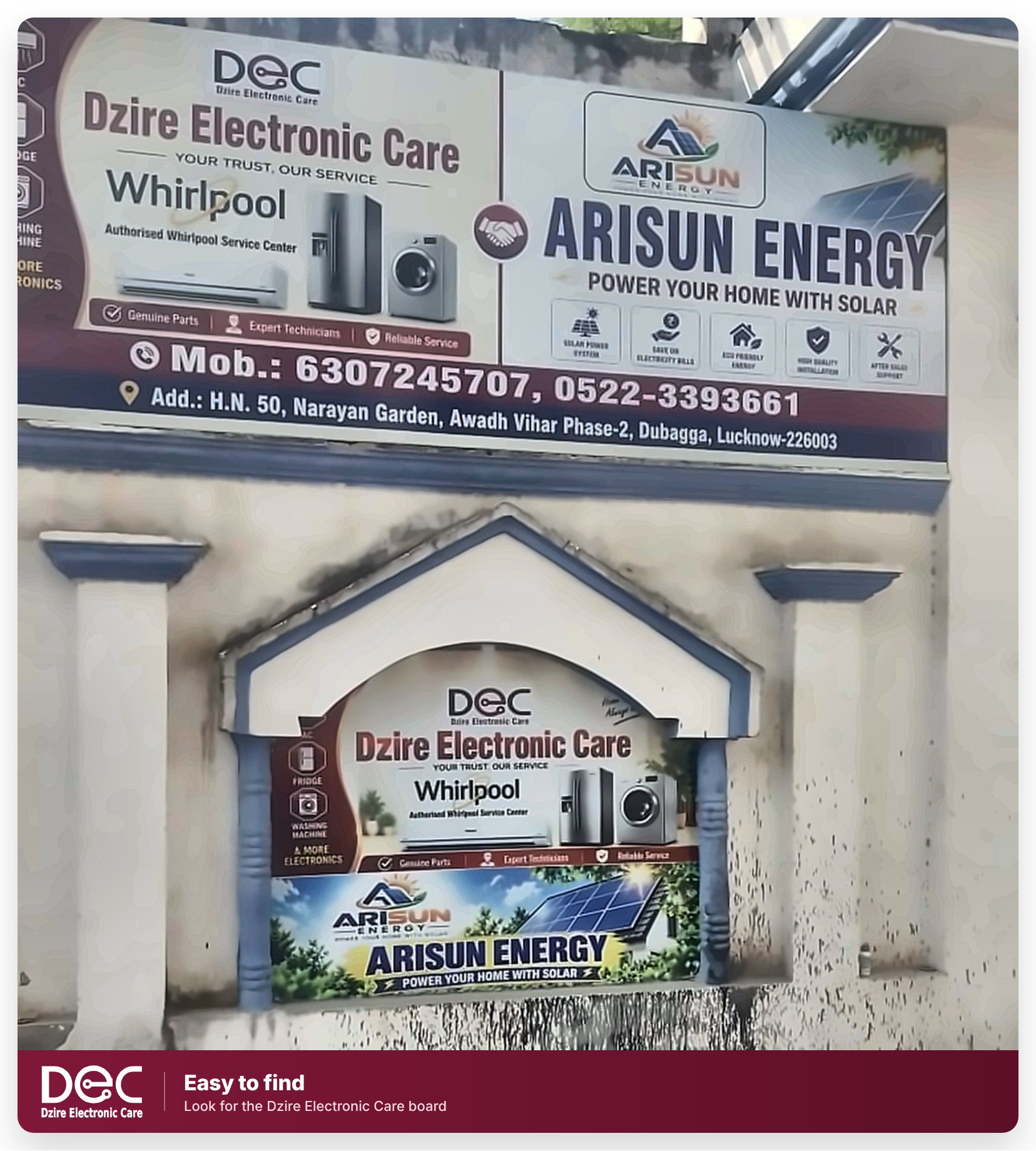 Dzire Electronic Care signboard